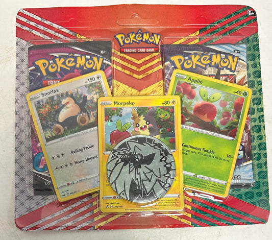 Pokemon 2 Pack Blister [Snorlax, Morpeko & Applin Cards] Fusion Strike & Chilling Reign